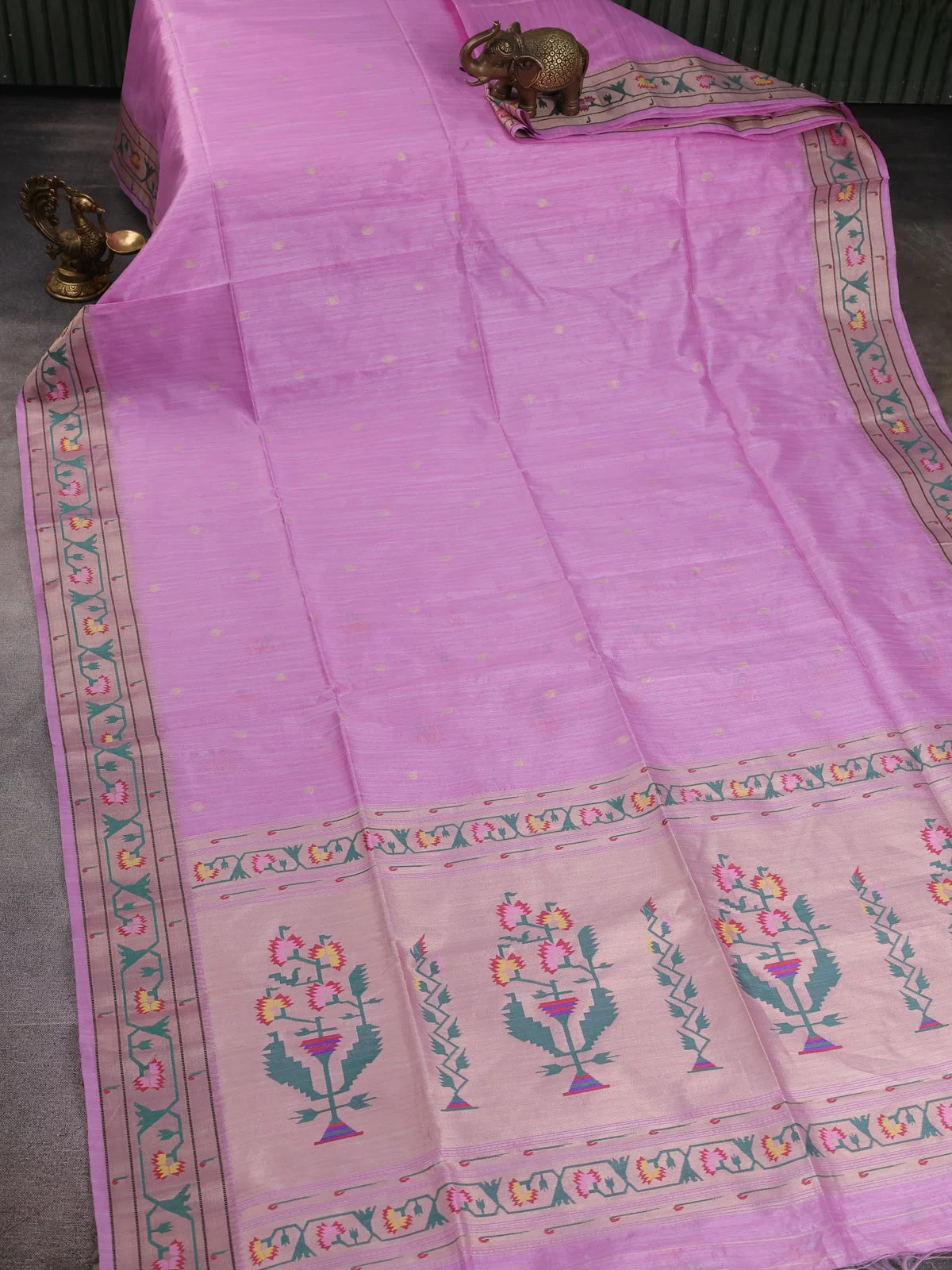 Semi Paithani Zari Woven Buttas Saree - Light Pink